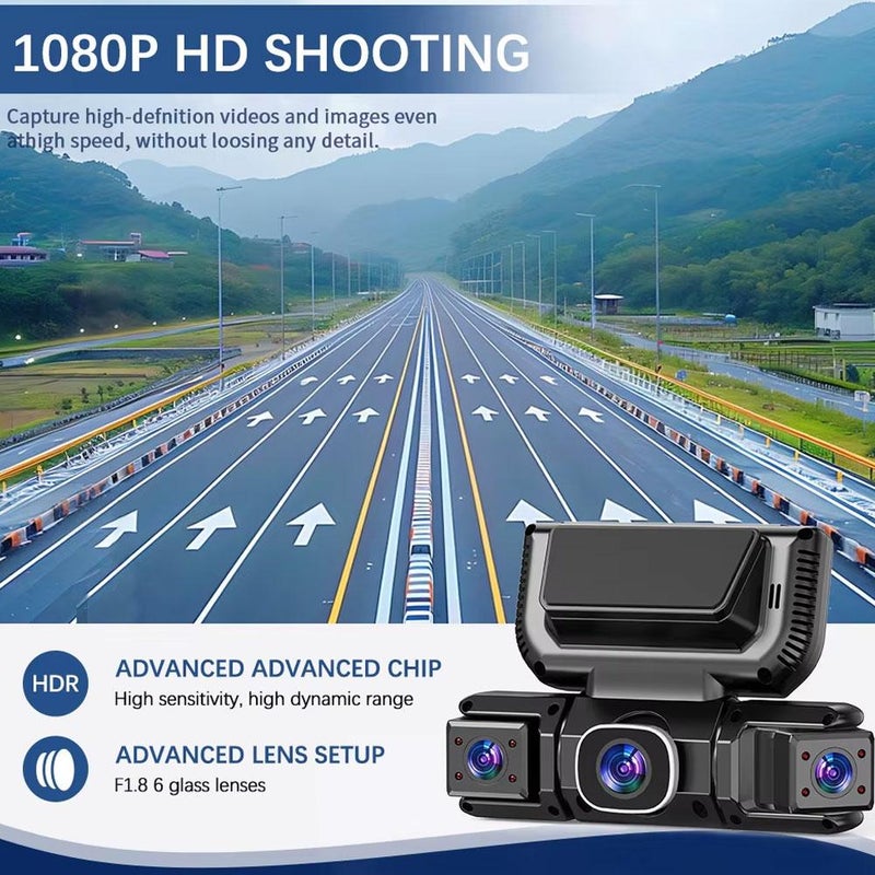 360 View 4 Channel Dash Cam Front and Rear,HD 1080P Video Recorder with App Control,Left Right Dash Camera for Cars with 32GB Card,Night Vision,Loop Recording,24H Parking Mode - Image 5